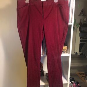 Red patterned pixie work pants